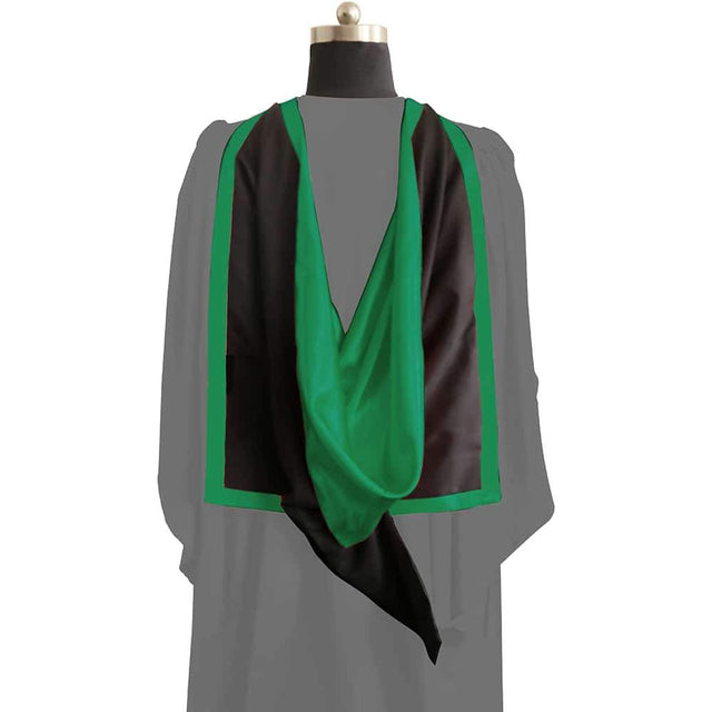 Masters Full Shape Academic Hood - Emerald Green & Black - Graduation UK