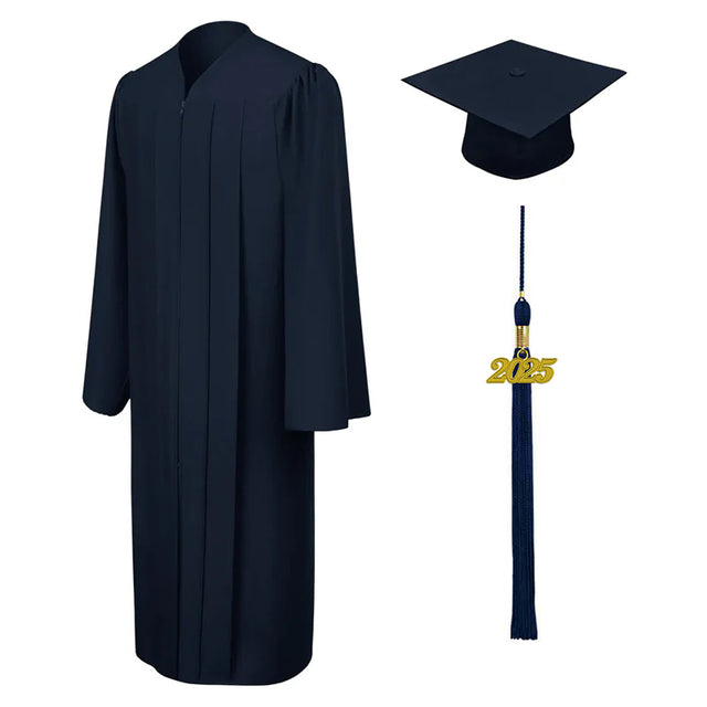Navy Blue High School Cap, Gown & Tassel