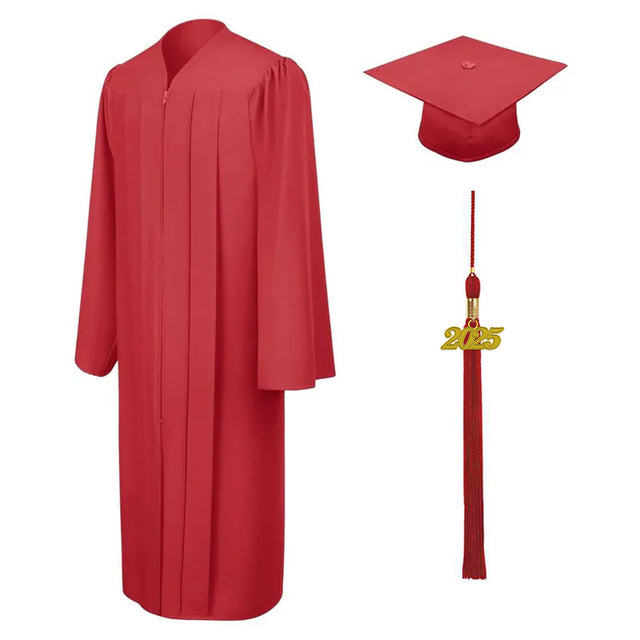 Red High School Cap, Gown & Tassel