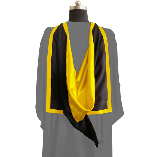 Masters Full Shape Academic Hood - Bright Gold & Black - Graduation UK