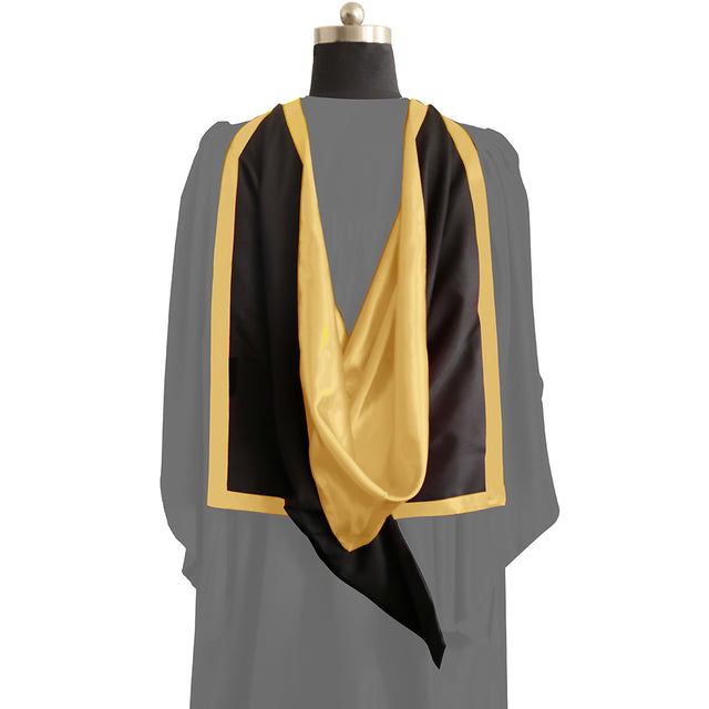 Masters Full Shape Academic Hood - Gold & Black - Graduation UK