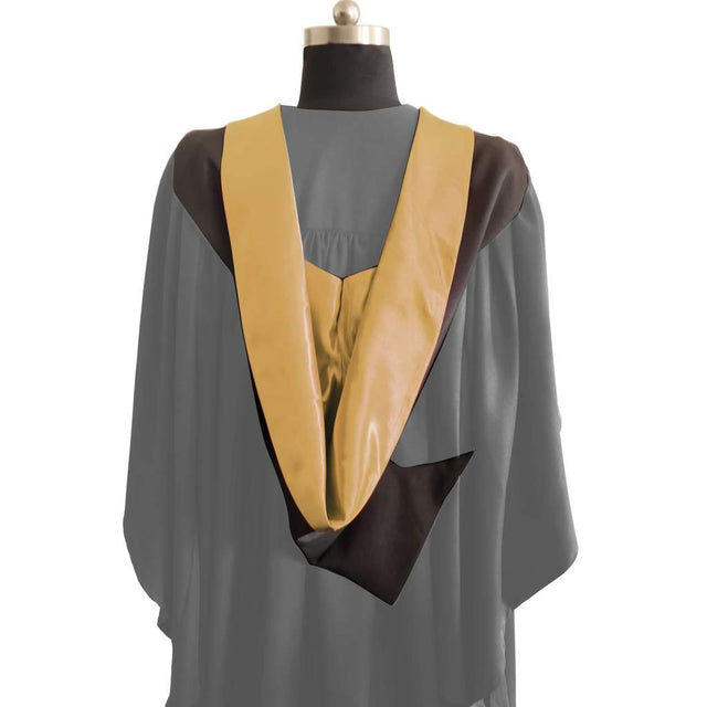 Bachelors Shape Burgon Academic Hood - Gold & Black - Graduation UK