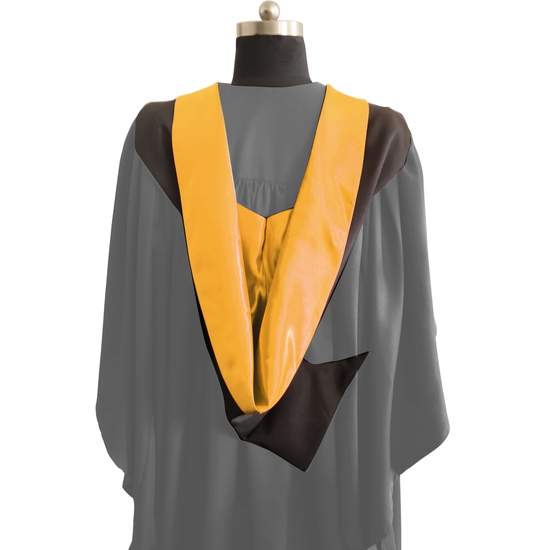 Bachelors Shape Burgon Academic Hood - Bright Gold & Black - Graduation UK