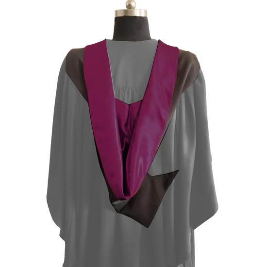 Bachelors Shape Burgon Academic Hood - Maroon & Black - Graduation UK