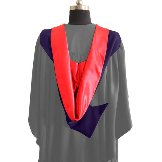 Bachelors Shape Burgon Academic Hood - Red & Navy - Graduation UK