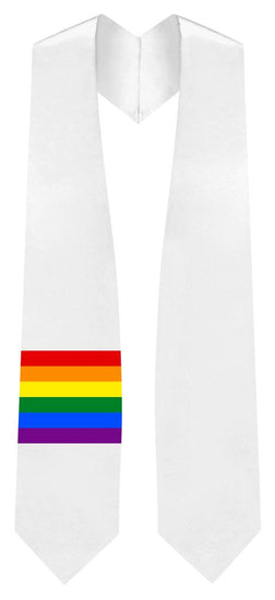 Rainbow LGBTQ Gay Queer Graduation White Sash/Stole - Graduation UK