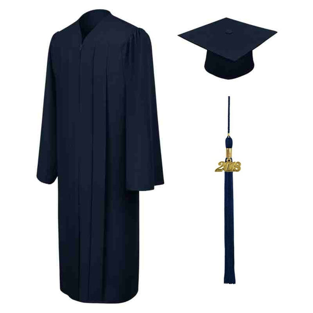 Navy Blue High School Cap, Gown & Tassel - Graduation UK