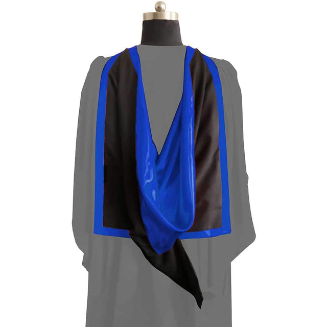 Masters Full Shape Academic Hood - Royal Blue & Black - Graduation UK