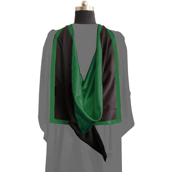 Masters Full Shape Academic Hood - Hunter Green & Black - Graduation UK